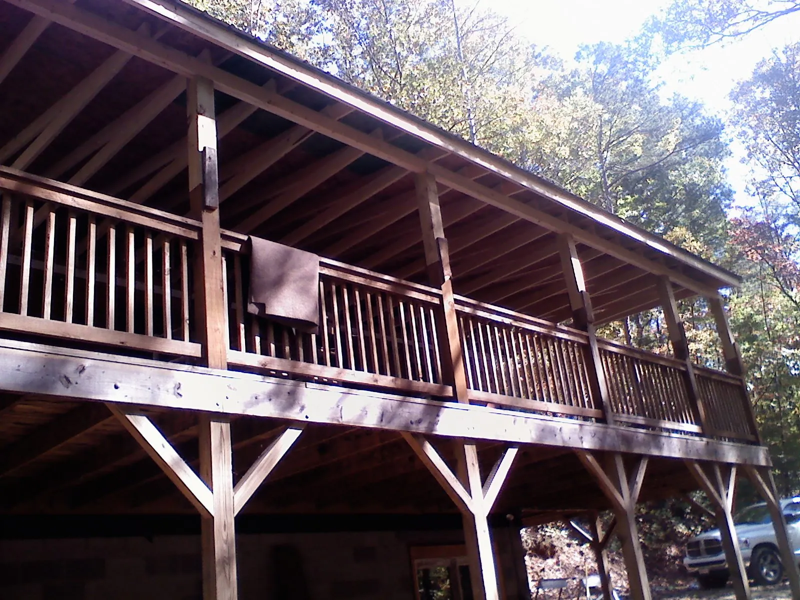 Timber framing under a new elevated porch and deck — Roof Leak Repair in Burnsville by Roofing Brothers